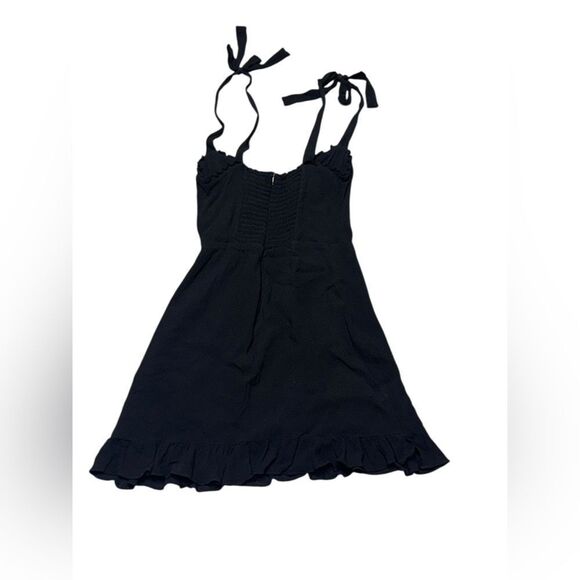 Women’s REFORMATION Christine  Black Mini Ruffle Tie Sweetheart DRESS Size 00 - Picture 4 of 8